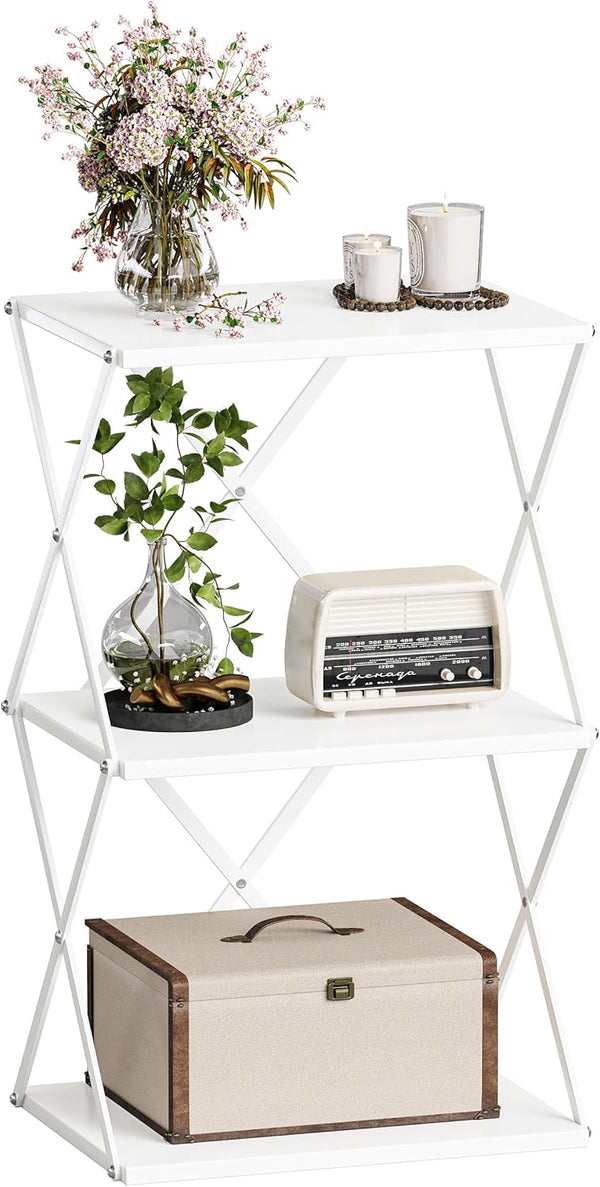 3-Tier End Table Small Side Table Tall Bedside Night Stand with Storage