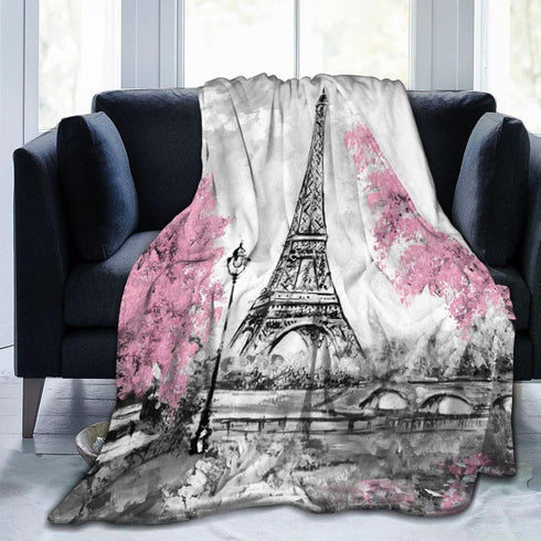 Perinsto Paris Eiffel Tower Throw Blanket Ultra Soft Warm All Season Decorative Fleece