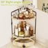 Aollewoiti 2-Tier Counter Countertop Counter Corner Bathroom Organizer with Drawer & Embedded Screw Holes - Wooden