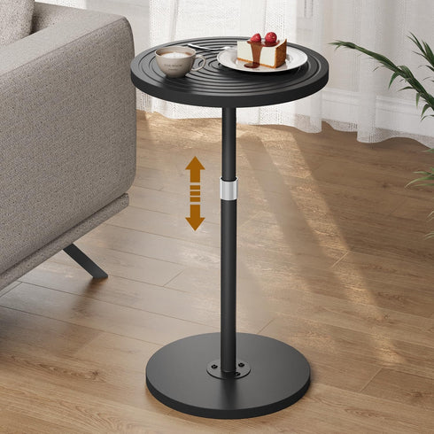 Asgolion Round Side Table, Adjustable-Height Drink Table for Small Spaces, Pedestal Martini Table, Cocktail Tables