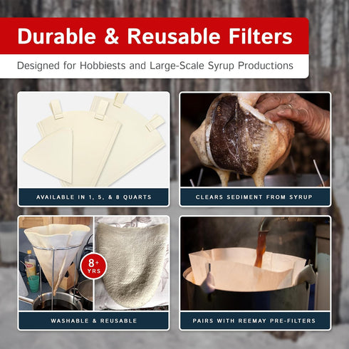 Store 8 The Felt Wool Maple Syrup Filter Cone - Heavy Duty Reusable Filter for Clear Syrup, Easy to Mount & Hang, Maple