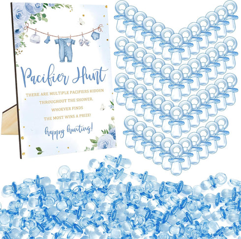 Whaline 51 Pcs Pacifier Hunt Baby Shower Game Include Watercolor Baby Clothes