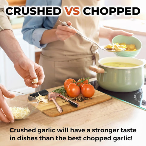 Zulay Kitchen Premium Garlic Press Set, Rust Proof & Dishwasher Safe, Easy-Squeeze, Rose Gold