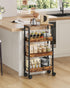 4-Tier 7.1'' TTC02BF CHOEZON Slim Storage Cart, Kitchen Serving Trolley, Slim Rolling Cart with Handle and Guard Rails