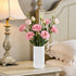 8 inch Countertop, White Ceramic Flower Vase for Pampas Grass, Small Decorative Centerpiece Ribbed Vase for Dining