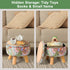 12.7 10.6 Round Storage Ottoman with Reversible Tray Lid, "W x "H Upholstered Footrest Pouf with Anti-slip