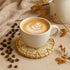 Set 6 JUNGLE CULTURE Mother of Pearl Rattan Coasters for Drinks with Holder Handmade Round Coaster of Wicker Homeware