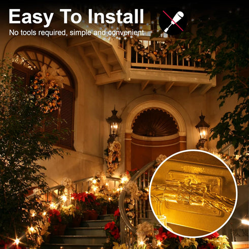 30 PCS Hooks for Outdoor String Lights, Heavy Duty Christmas Light Clips, Clear Adhesive Hooks for Hanging Rope Lights