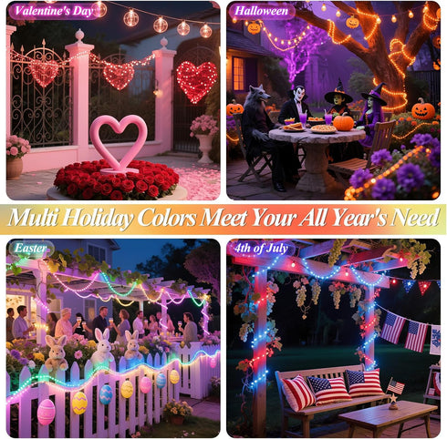 200 66 35 4th Lovelite LED Fairy Lights Color Changing, FT Colors of July Fairy Lights with Remote, Red White and Blue