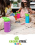Kids Water Bottle 12oz Purple - Leak Proof with Straw & Handle, Insulated Double Wall Stainless Steel, Easy Sip Toddler