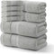 REDKISS 8 Piece Grey Towels Set - 100% Cotton Towels Set with
