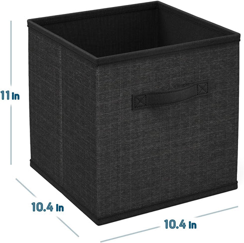 Nestl Cube Storage Bins, Foldable 6 Cube Storage Organizer Bins, Fabric Storage Cubes with Handles, Black