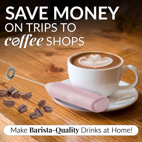 Zulay Kitchen Powerful Milk Frother Wand, Mini Handheld Stainless Steel Drink Mixer for Coffee, Lattes, Cappuccino