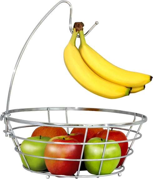 DecoBros Wire Fruit Tree Bowl with Banana Hanger, Chrome Finish by Deco Brothers