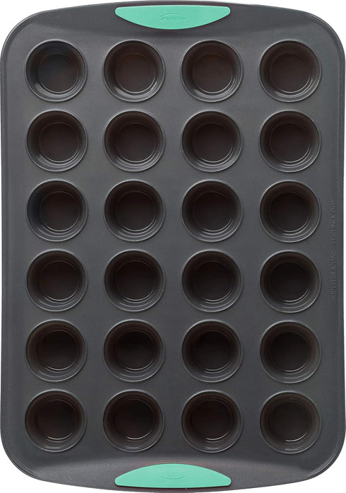 Trudeau Structure Silicone Muffin Pan, 24 Cup Mini, Grey and Mint