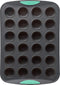 Trudeau Structure Silicone Muffin Pan, 24 Cup Mini, Grey and Mint