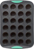 Trudeau Structure Silicone Muffin Pan, 24 Cup Mini, Grey and Mint