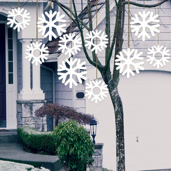 VictoryStore 10 Plastic Hanging Snowflakes Decorations Set of 10, 13656 (Four 10-Inch & Six 8-Inch Snowflakes)