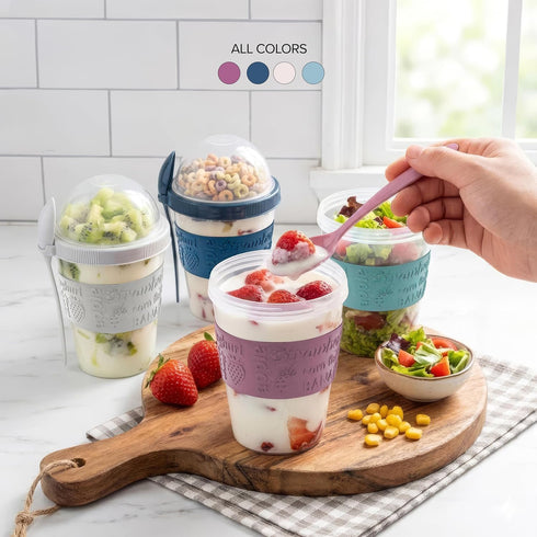4 Pcs Yogurt Parfait Cups Breakfast On The Go Reusable Plastic Containers With Lids And Spoons Take And Go Yogurt Cup