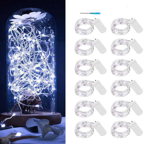 VOOKRY 12 Pack Fairy Lights Battery Operated, 30 LEDs Mini Starry String Lights for DIY Wedding Decorations