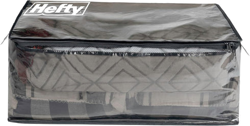 Hefty Extra Large Flexible Tote, 2 Pack with Breathable Mesh, Double Zip Closure for Seasonal Apparel Storage