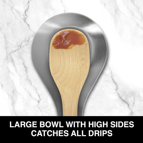 OGGI Stainless Steel Spoon Rest, Long Handle for Kitchen Utensils, Great for Counter, Stove Top, or Coffee Station