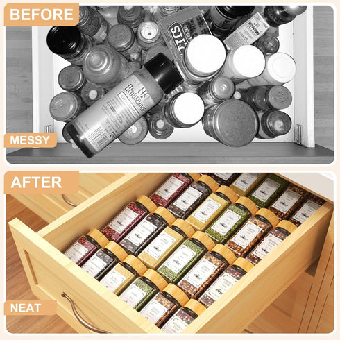 Agotglmi 24 355 2 Pack 11'' 21'' Countertop Spice Jars with Spice Drawer Organizer, Spice Labels, Expandable From