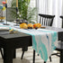 Cotton and Linen Triangle Table Runners, 90 Inches Long, Abstract Liquid Modern Turquoise Print for Table Decoration