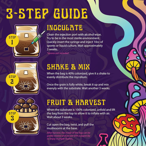 4 LB 32oz (4 LB SPORE SORCERY All-in-One Grow Bag: Up to of Mushrooms! Nutrient-Enhanced, Injection Port, Just Add Your