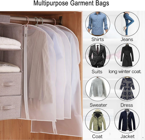 Thipoten Garment Bags, Set of 5 Lightweight 33 Inch Suit Bags with Stainless Steel Zipper for Storage/Travel