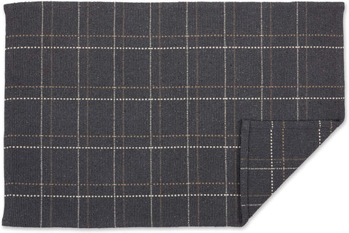 DII Woven Rugs Collection - Reversible 2x3' Area Rug Set, Mineral Plaid, 2 Piece, Recycled Yarn