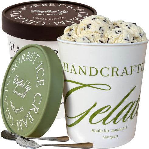 Moncur Home Ice Cream Containers Set of 2 1 Quart Homemade Ice