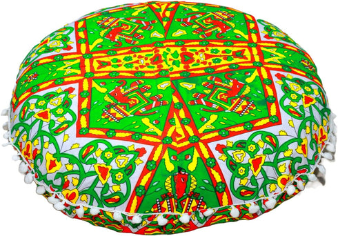 22" CRAFT KALA Round Mandala Comfort Meditation Floor Pillow Cover, Large Pillows Seating Cover for Adults, Cushions