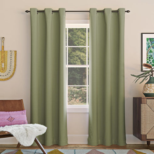 Sun Zero Easton Energy Saving Blackout Grommet Curtain Panel, 40" x 84", Sage Green Color