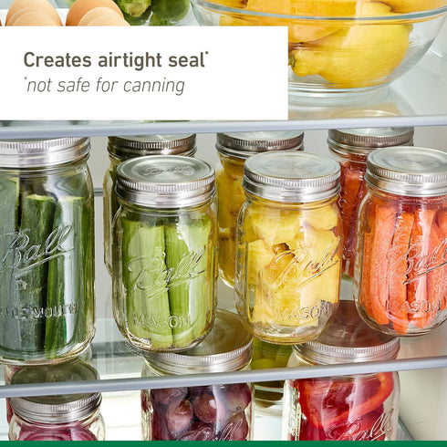 Ball Jar Regular Mouth Stainless Steel One-Piece Mason Jar Lids, Silver