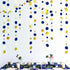 46 Ft Navy Blue and Gold Circle Dots Garland, Royal Blue Hanging Paper Polka Dot Streamer for Party Decorations
