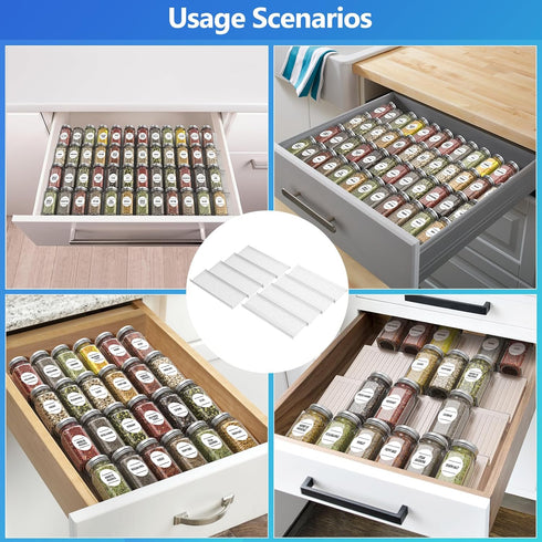 Spice Drawer Organizer, Spice Rack Drawer for Kitchen, 4 Tier Clear Acrylic,Expandable From 13" to 26" Spice Rack Tray for Cabinet/Countertop (8 Pcs Clear) by SZWQILIN