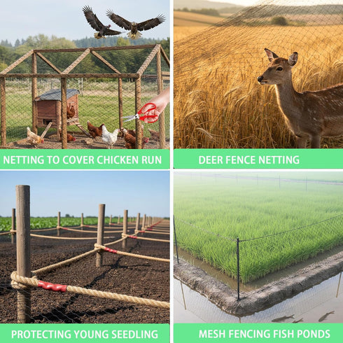 50' 50' 1.6" Garden Netting, x Heavy Duty Bird Netting Deer Fence Net, Mesh Poultry Netting for Chicken Coop, Run