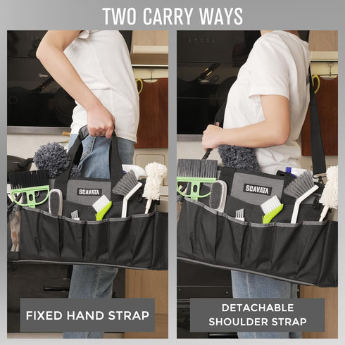 4 SCAVATA Wearable Cleaning Caddy Bag, Cleaning Caddy Supplies Organizer with Handle & Shoulder Straps
