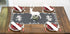 Embroidered Christmas Holiday Table Runner, Silver Reindeer & Scene on Dark Gray, Rectangle 16Wx33L