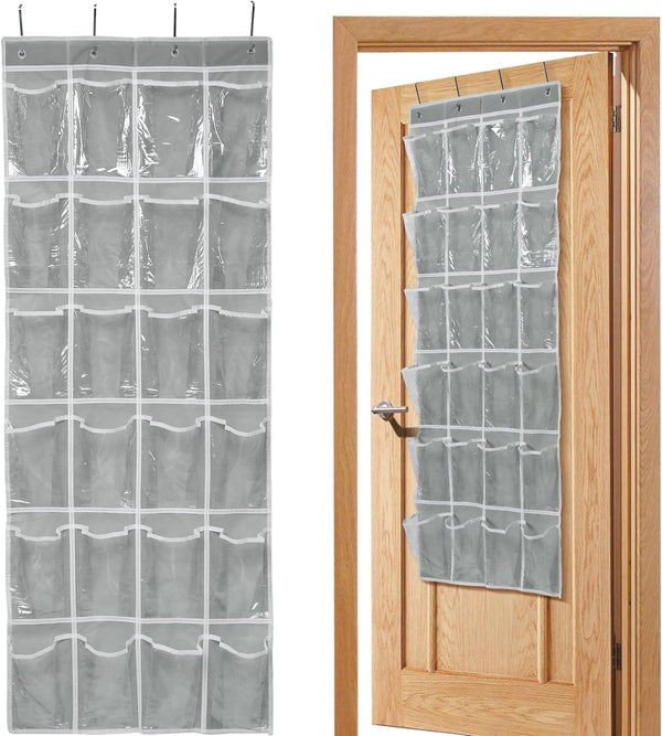 GOMAJI Over the Door 24 Pocket Hanging Shoe Organizer, Space Saving Hanging