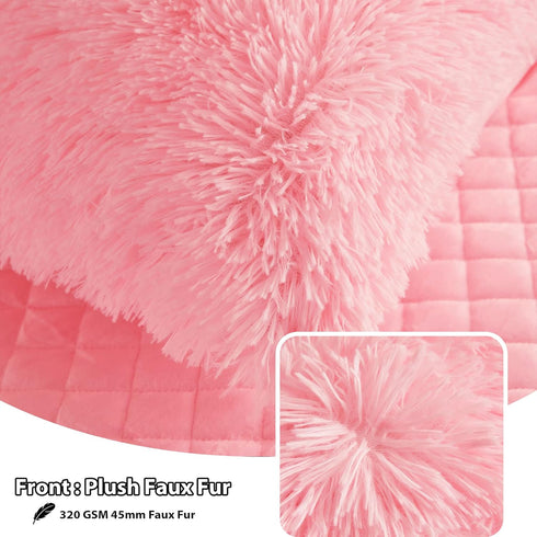 LIFEREVO 2 Pack Fluffy Faux Fur Pillow Shams, 18 x 18 Inches Luxury Decorative Cushion Covers, Pink, Zipper Closure