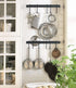 Kitchen Rail with 15 Hooks, 16 Inch Wall Mounted Hanging Utensil Rack for Kitchen, Black