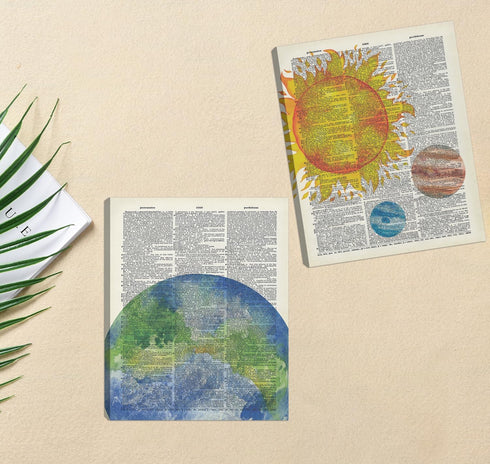 Set 6 (8x10 Inches) CHDITB Space Exploration Canvas Wall Art, Solar System Wall Decor, Of Dictionary Outer Space Poster