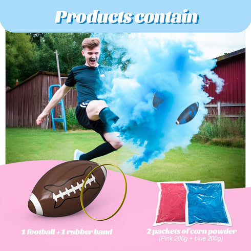 Exciting Gender Reveal Football with Pink & Blue Powder Kit for Baby Reveal Celebrations