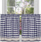 Buffalo Check Tier Pair Window Curtain Set, 58 Inch Width, 24 Inch Length, Navy & Ivory Plaid Drapes