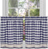 Buffalo Check Tier Pair Window Curtain Set, 58 Inch Width, 24 Inch Length, Navy & Ivory Plaid Drapes