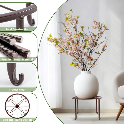 5 Pack Plant Stand Indoor Brown Metal Plant Stands Outdoor Heavy Duty Flower Pot Stands for Multiple Plants Rustproof