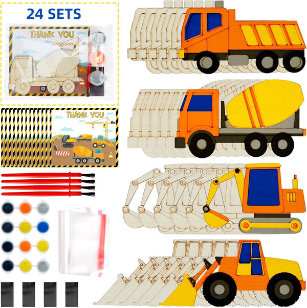 24 Set Construction Birthday Party Supplies, Trucks Parties Craft Construction Theme Birthday