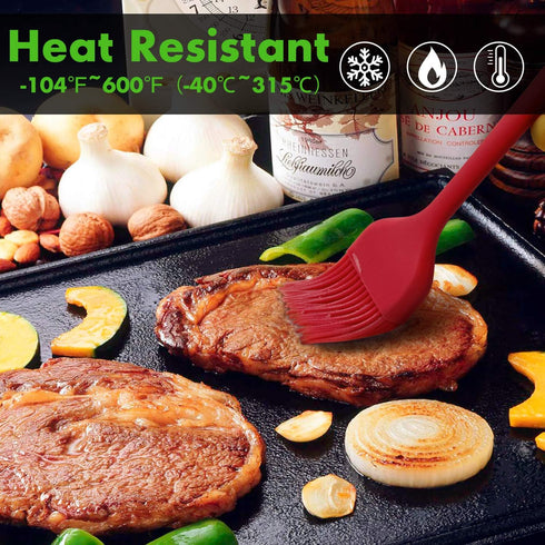 HOTEC Silicone Basting Brushes, Heat Resistant Pastry Brushes for BBQ and Baking, Red 2